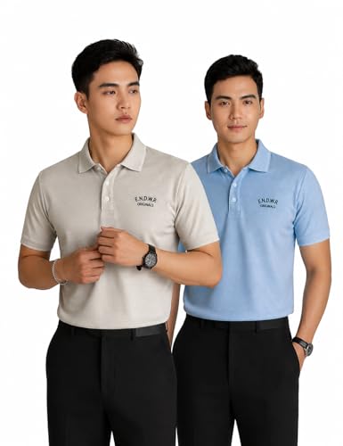 Image of ENDEAVOUR WEAR Men Men Short Sleeve Solid Cotton Rich Polo T Shirt | Collar Tshirts | Half Sleeves | Plain-Regular Fit