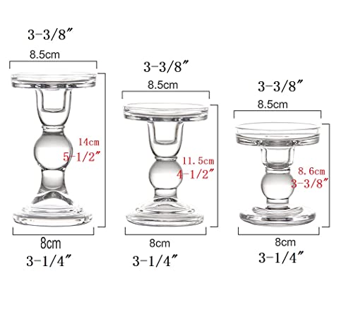 Somswcpass Glass Candle Holder Pillar Set Of 2, Taper Candlesticks Holders Clear Candleholders Bulk For Valentine's Day, Wedding Table, Party, Festival Decor, Housewarming Gift (Large) #TOP2