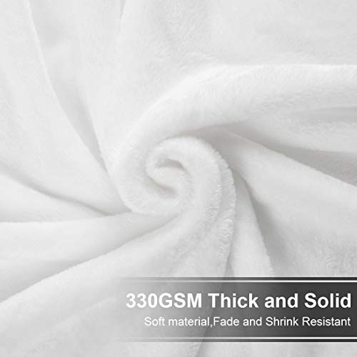 Image of EASELAND Soft Blanket Warm Fuzzy Microplush Lightweight Thermal Fleece Blankets for Couch Bed Sofa,California King 102X108Inch,White-with Stripe