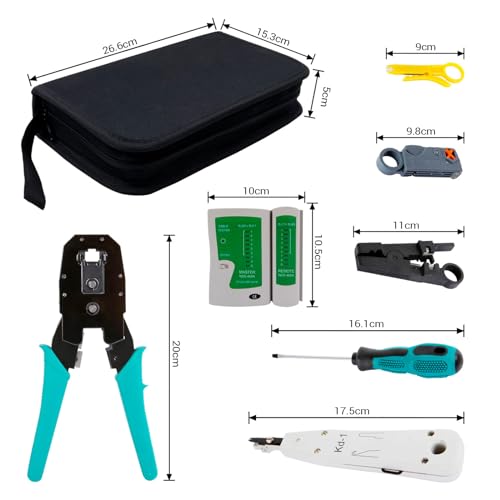 SGILE 12 in 1 Netzwerk Werkzeug Set für RJ45, RJ11, RJ12, Reparaturwerkzeuge, Kabeltester Kit, Patchkabel Tester, LAN Kabel Tester für DIY Haushalt Computer Wartung