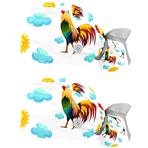 Chapeaux de travail motif de coqs du soleil mignons casquettes bouffantes