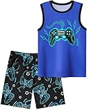 PASHOP Boys Pajamas Little Big Boys Summer Pajamas Tank Tops & Shorts Cool Gamer Pjs Set Kids Sleepwear...