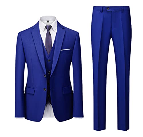 Ensemble de 3 pièces pour homme grand costume bleu saphir avec blazers habillés taille XXXL