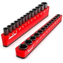2-Piece 1/4"-Drive Metric Magnetic Socket Organizer Set Holds 26 Sockets - Detachable Tool Tray with 5mm Magnetic Base, Screw-Fixed Design & Heavy-Duty Modular Storage for Garage/Home Workshop