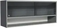 Armário Aéreo 2 Portas de Correr de Vidro Neutral e 1 Nicho Cinza Nice Madesa