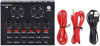 External Sound Card, USB V8 Live External Sound Mixer Board, Voice Changer Sound Card with Multiple Sound Effects for Live Recording Home KTV Voice Chat
