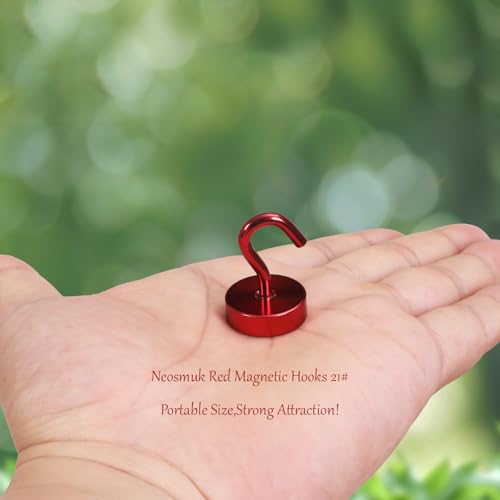 Image of Neosmuk Magnetic Hooks Steel Tube Design for Cruise,40lb+ Red,10 Pack