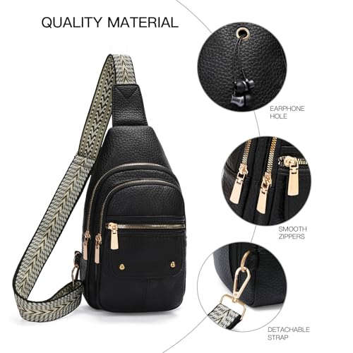 GOIACII Sling Bag Crossbody Bags for Women Anti Theft Travel Purse Fanny Packs Leather Black2