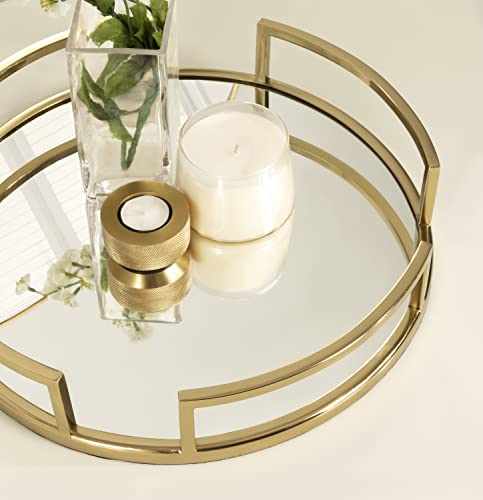 image for Kate and Laurel Gohana Modern Mirrored Tray, 16 Inch Diameter, Gold, D