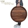 MAGIGO 20" Extra Large Round Walnut Wood Ottoman Tray With Handles - Solid Black Walnut Serving Tray For Coffee, Breakfast, Or Decor - View #4