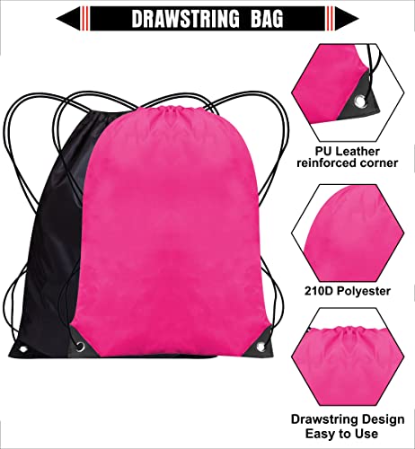 SAWANS Drawstring Bags Gym Swimming School Sports Bag Unisex 2PCS Trainer String Bag Sack Backpack PE Bags for Women Men Children Travel Beach Kids Boys Girls Outdoor Shopping Holidays (Black/Pink) - Image 3