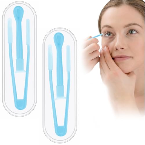 2 Piezas Insertador de Lentes de Contacto, Ventosa para Lentes de Contacto de Silicona, Pinzas para Lentes de Contacto, Removedor de Insertador de Lentes de Contacto para Viajes en el Hogar (Azul)