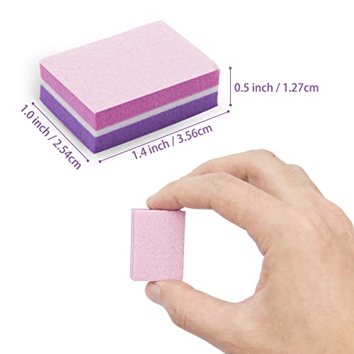Cgbe Mini Nail Buffer Block 180/100 Grit Sponge Nail Polish Sanding Buffer Strips Nail File Blocks Manicure Tools 50Pcs (Pink-Purple) #TOP4