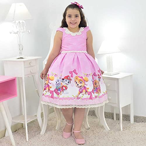 Vestido Patrulha Canina Skye Luxo Rosa