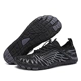 AFWIE Barefoot Shoes Men Women Zero Drop Workout Cross-Trainer Walking Wide Toe Hiking Grounding Footwear Non-Slip Water Shoe Pro-Healthy Running Black 40