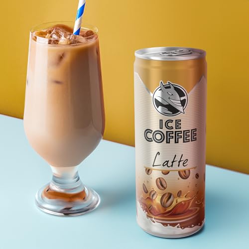 HELL Ice Coffee Latte | 24 x 250 ml Dosen Multipack | 40 mg/100 ml Koffein | enthält echte Arabica & Robusta Kaffeebohnenextrakte | 75% UHT-Milch | Konservierungsstofffrei | Eiskaffee | trinkfertig