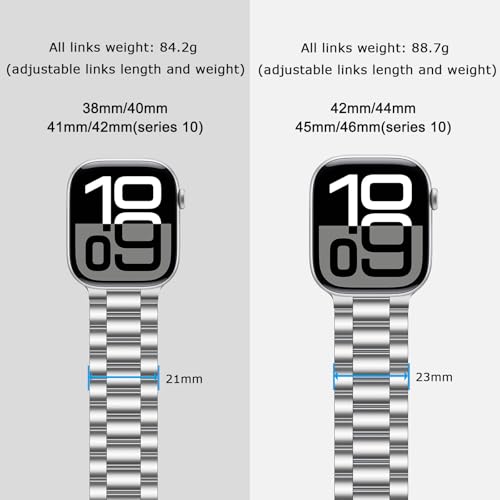 Tasikar Band Compatible with Apple Watch Band 49mm 46mm 45mm 44mm 42mm Premium Stainless Steel Metal Replacement Strap Compatible with Apple Watch Ultra 3 2 1 Series 11 10 9 8 7 6 5 4 3 SE, Silver by Tasikar - Image 4