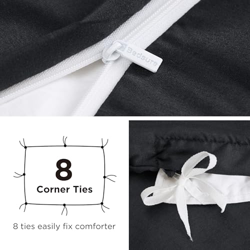 Image of Bedsure Duvet Cover with Fitted Sheet King - Deep Pocket, Hotel Luxury Soft Double Brushed Bedding Set with Zipper Closure, 1 Duvet Cover, 1 Fitted Sheet, 2 Pillow Shams, NO Comforter, Black