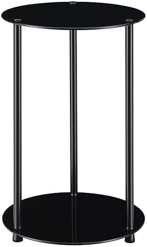 Miniatura 7 de Convenience Concepts Designs2Go - Mesa auxiliar redonda de vidrio clásico de 2 niveles vidrio