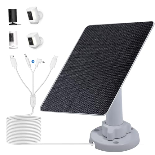Image of ECO-Worthy Solar Panel for Camera Outdoor Wireless, 5W Fast Charging Compatible with Spotlight & All-New Stick Up Outdoor Cam with USB-C & Barrel Plug & Micro USB, USB C Solar Panel 5V, 9.8ft Cable