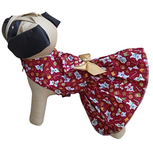 Vestido Pet Natal - Vermelho Ursinho Branco Tamanho:G