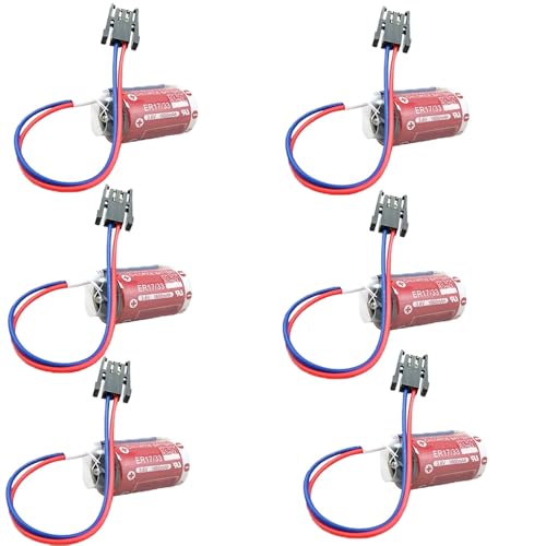 JINBOBO�i6����j1600mAh ER17/33 2/3A 3.6V PLC���`�E���o�b�e���[�A3G2A9-BAT08 C500-BAT08 PLC�o�b�e���[�p�R�l�N�^�t��