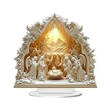 Générique Crèche de Noël en Acrylique pour crèche d'intérieur   Ensemble de Personnes   Décorations pour Vacances chrétiennes   Bureau, Table, étagère, Chambre à Coucher, Salon, Bureau