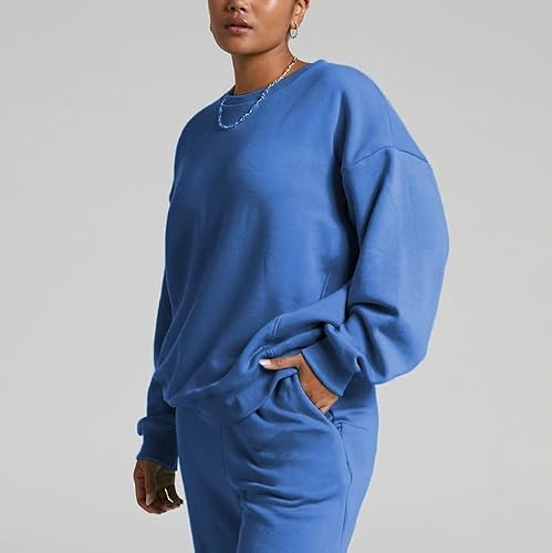 Snow Bib Girl Size 7 Women's Autumn And Winter Fashion Solid Color Round Neck Set Head Plus Velvet Long (Blue, Xxl) #TOP1
