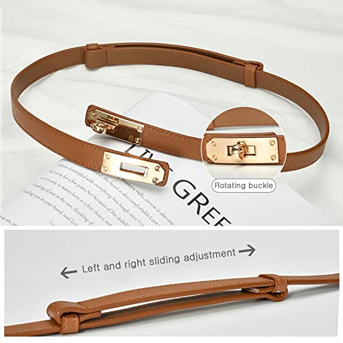 Lumisyne Women Skinny Leather Belt Solid Color Alloy Turn Lock Adjustable Waistband Thin Waist Belt For Dress Jeans Coat #TOP3