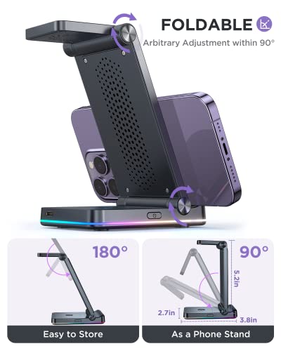 3 In 1 Wireless Charging Station, Joyroom【Foldable & Double Coil】 Foldable Wireless Charger Compatible With Iphone14/13 Series, Apple Watch Ultra/8/7/6/5, And Airpods Pro/2Nd/3 #TOP6