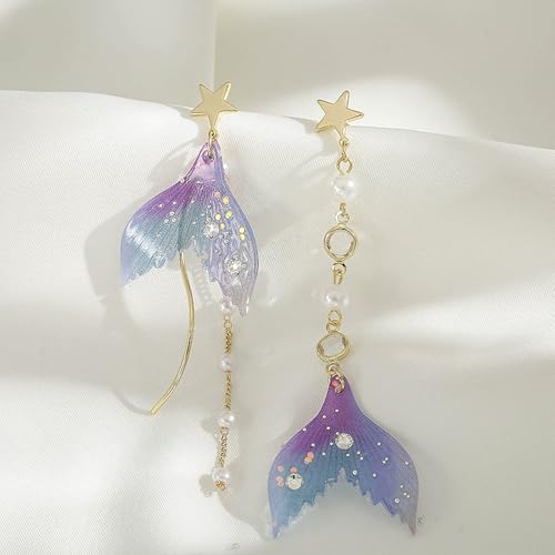 Purple Mermaid Earrings for Women Mermaid Tail Earrings Mermaid Jewelry Gifts for Women4