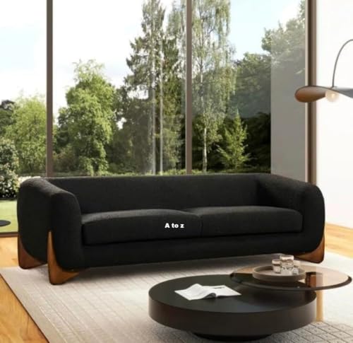 Image of A to Z Furniture Classic Chesterfield Sofa Set Luxury Chesterfield Sofa in for Home Living Room & Office (3 Seater Sofa Black Towel febrick)