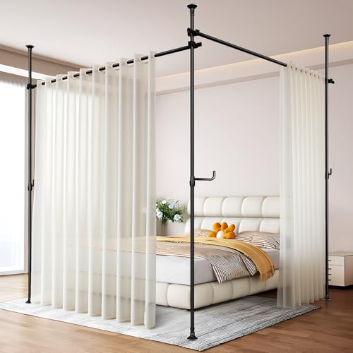 Seamless Room Divider for Privacy Separation Wall Rod, Black, 32-161" Wide - image 8