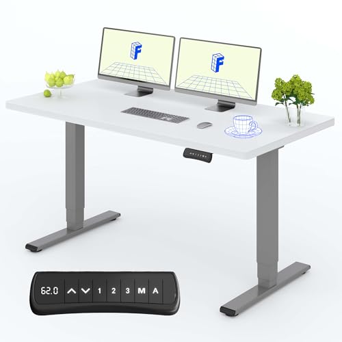 FLEXISPOT Höhenverstellbarer Schreibtisch Elektrisch, 3-Fach Teleskop & Dual-Motor, Belastbarkeit 160 KG, Bürotisch mit Memory-Funktion&Anti-Kollisionssystem(180 x 80 cm Weiß, Gestell Grau)