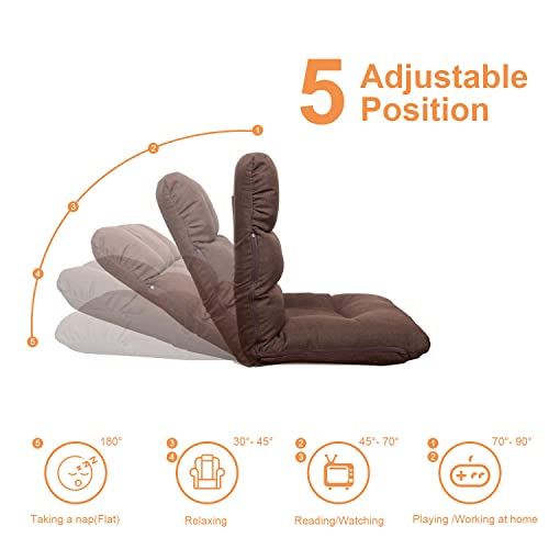 Waytrim 5-Position Indoor Adjustable Floor Chair, Padded Kids Gaming Sofa Chair With Backrest, Perfect For Living Room, Bedroom - Coffee #TOP4