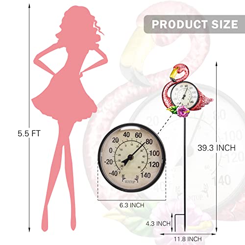 Flamingo Outdoor Thermometer With Metal Stake Outside Decorative Thermometer For Lawn Yard Pathway Patio Decorations #TOP3