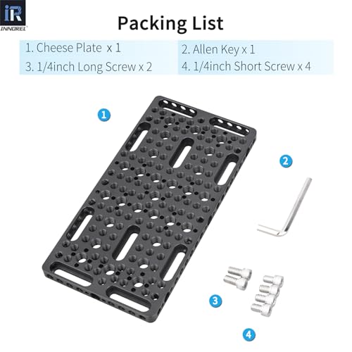 INNOREL CP10 Multi-Functional Cheese Plate with 1/4" & 3/8" Threads, Switching Mounting Plate with Built-in ARRI Locating Holes for Camera and Tripod by INNOREL - Image 7