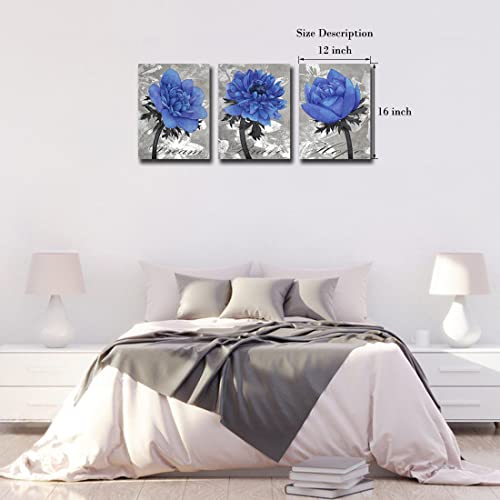 Ruifengl Flower Canvas Prints Wall Art Decor Purple Blue Watercolor Floral Original Pictures For Bedroom Decoration 12"X16" 3Pcs #TOP2