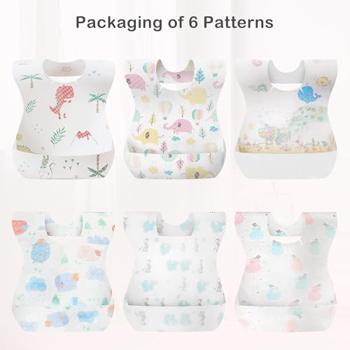 AUROAY Einweg Lätzchen, 60 Stück Lätzchen Baby, Wasserdicht Reiselätzchen für Babys Kleinkinder, Jungen und Mädchen von 6 Monaten bis 3 Jahren, Reisen Outdoor-Einsatz