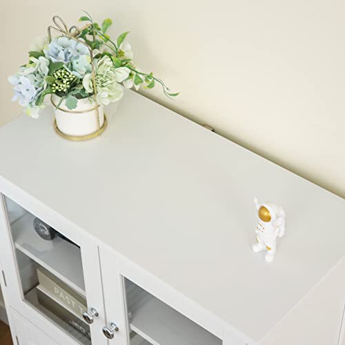 Weenfon Bathroom Cabinet, Storage Cabinet With 2 Glass Doors & 2 Shutter Doors, Free Standing Floor Cabinet With 2 Shelves, For Living Room, Hallway, Home Office, White #TOP6