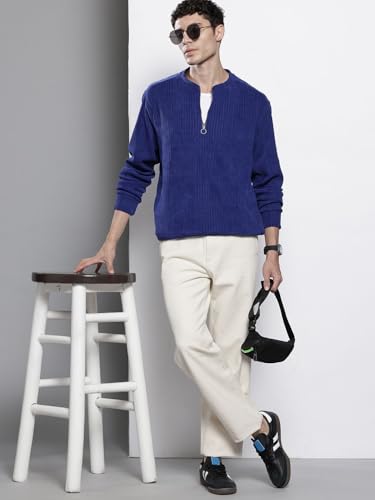 Sweat homme col Henley ouvert manches complètes haut ample décontracté - 6