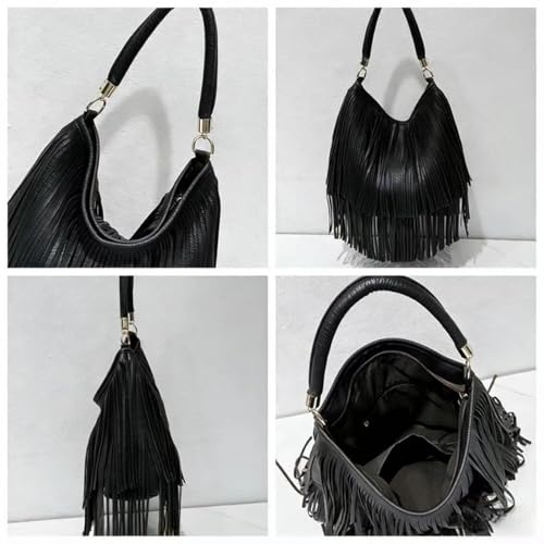 Bolso de hombro con flecos para mujer estilo retro miniatura 5