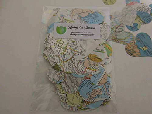 200 Vintage Atlas Map Hearts Confetti Travel Theme Wedding Table Scatter #TOP4