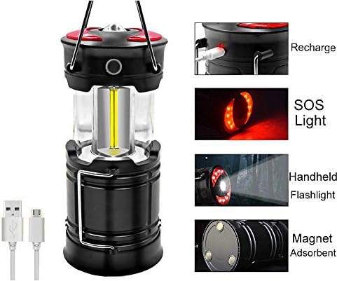 Camping Lantern Flashlight, Fubosi Rechargeable SOS Mode Multi-Function COB LED Light Collapsible,Detachable Portable Lantern with Magnetic Base for Fishing,Emergency,Hurricane,Power Outrage