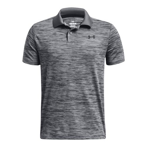 Under Armour Boys Performance Polo, (012) Pitch Gray Light Heather / / Black, Medium by Under Armour - Used condition - US$22.72