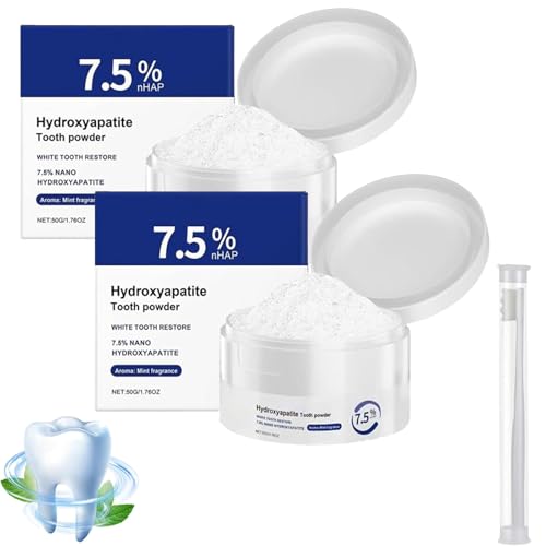 Polvo de dientes de hidroxiapatita, 7.5% de nano hidroxiapatita en polvo para dientes, polvo mineral de restauración de dientes, polvo de dientes de limpieza profunda, para dientes sensibles (2)