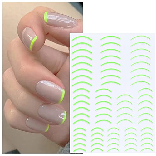 French Nail Stickers For Nail Art, 3D Self-Adhesive Nail Decals Diy Nail Art Supplies Line Nail Art Sticker For Nail Decorations Designer, Simple French Style Nail Art Designs For Nail Tip Diy, 12 Sheets #TOP2