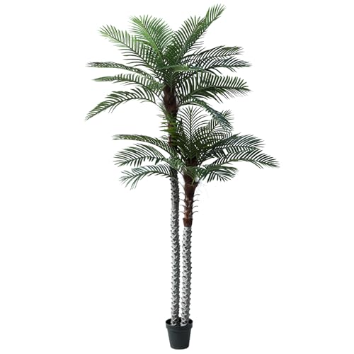 Image of Nafresh 9ft Tall UV Resistant Faux Palm Tree, 108in Artificial Palm Tree Indoor Outdoor, Fake Tree with Real Bark and Realistic Leaves and for Home House Office Living Room Bedroom Yard Patio.