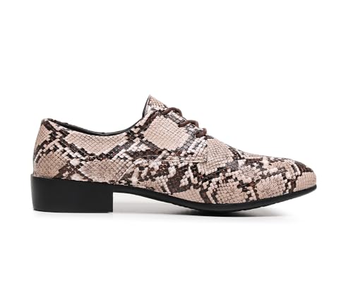Men's Oxfords Snake Print Leather Oxfords with Lace-Up Black and White Dress Shoes2