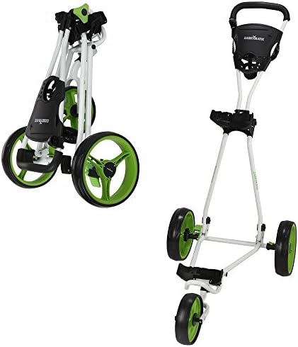 Caddymatic Golf Continental 3 Wheel Folding Golf Push/Pull Cart White/Green